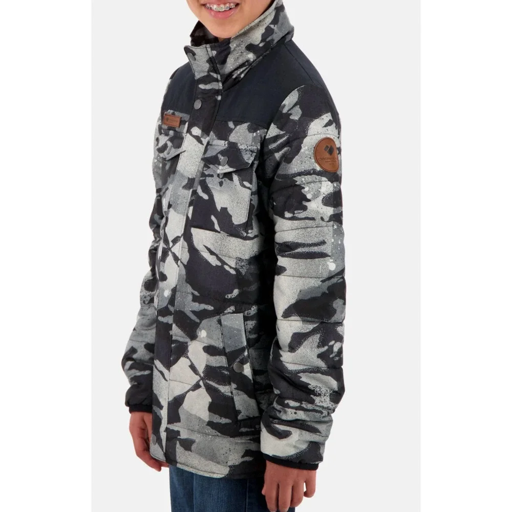 NEW OBERMEYER BOY'S BLACK ROGUE CAMO BENNETT DOWN JACKET COAT SZ LARGE L